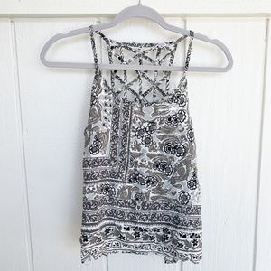 Grey White Floral Tank S